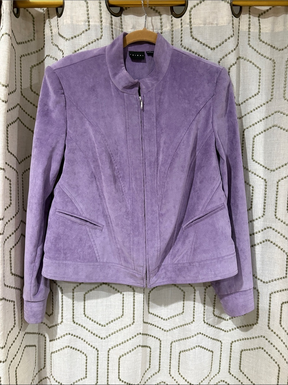 Tribal Lavender Faux Suede Moto Jacket Women's Size 14